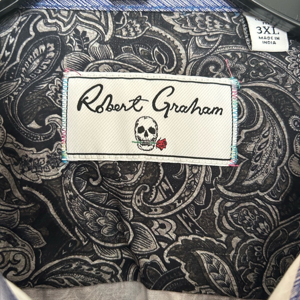 Robert Graham Navy Purple Floral Paisley Button-Down Shirt - Picture 2 of 9